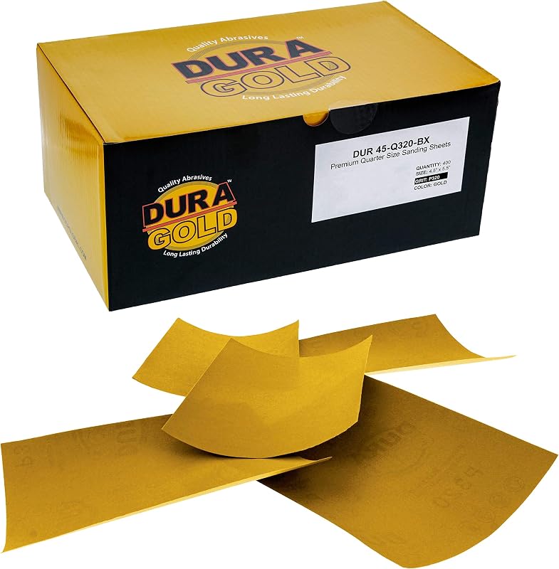Hojas lija dorado grano 320 4.5x5.5pulg caja 400