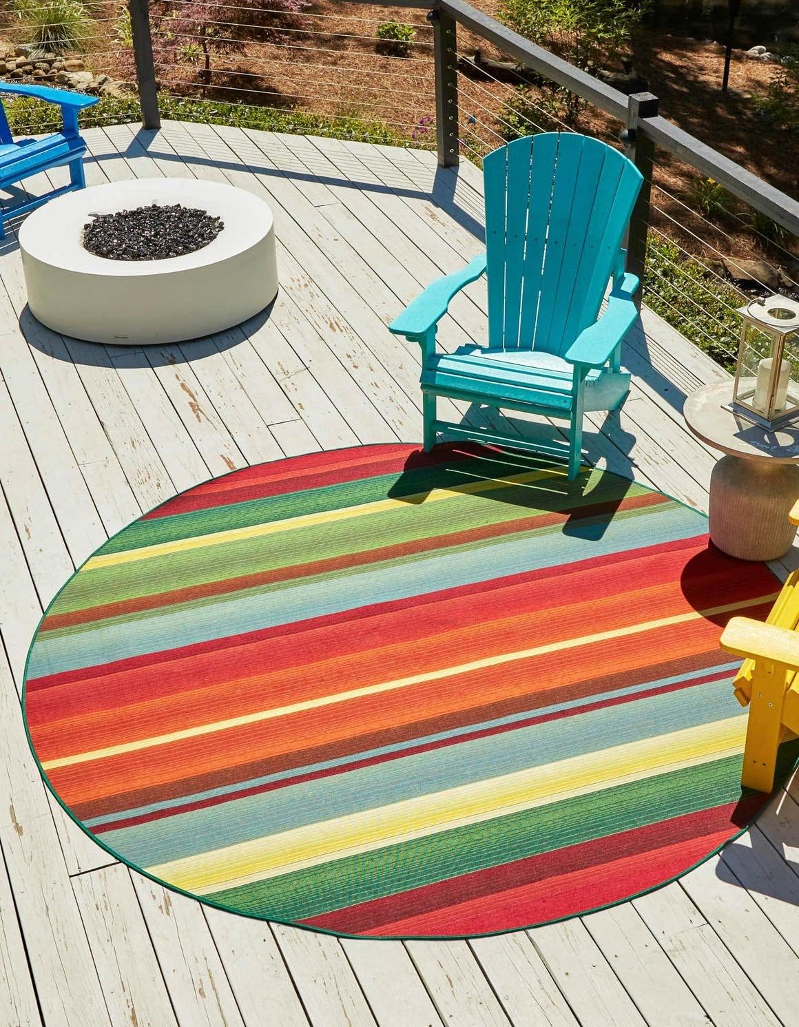 Alfombra redonda Jaco 3ft1" multicolor y azul claro