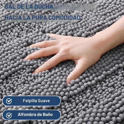 Alfombra baño felpilla rayas 30x20pulg gruesa absorbente gris