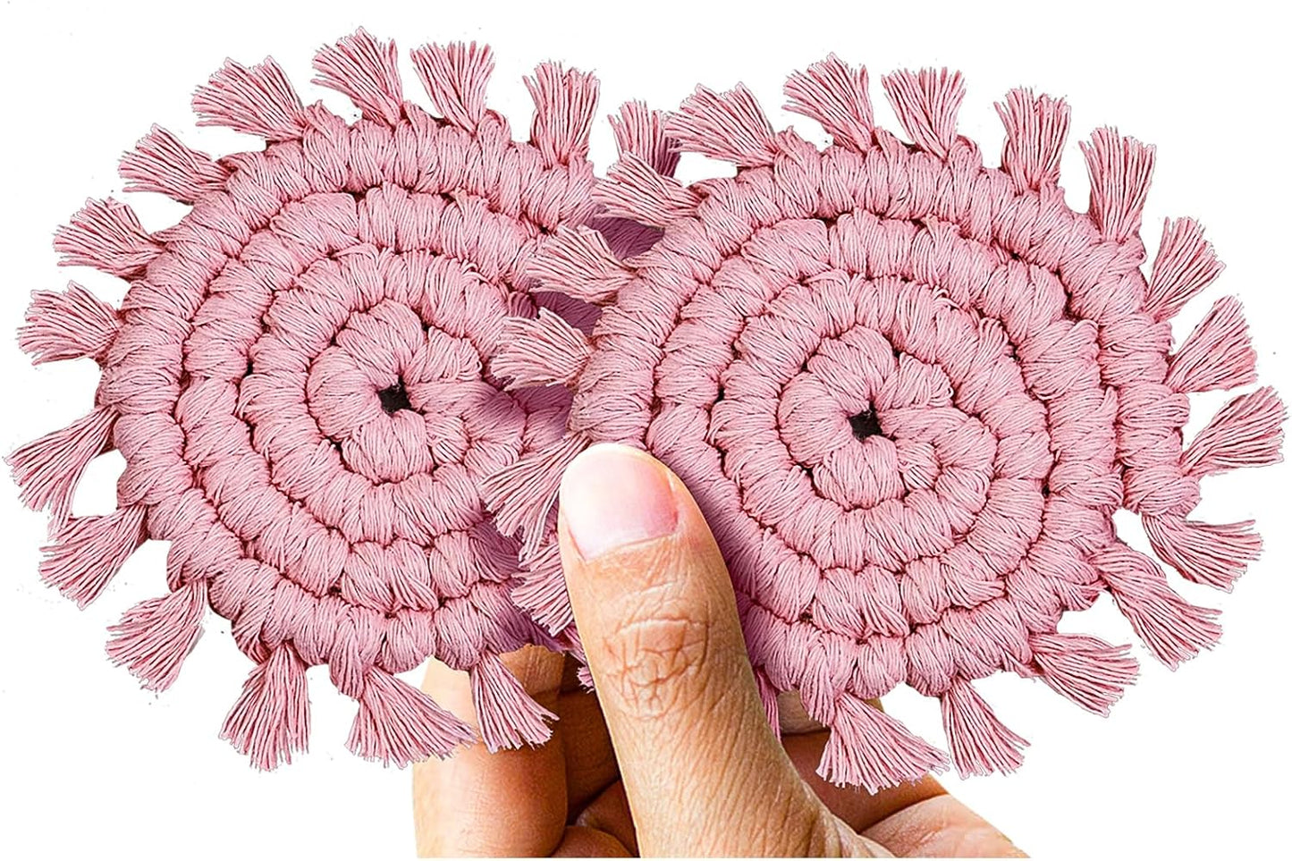 Posavasos algodón para auto set 2 soporte bebida macramé