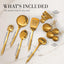 Juego utensilios cocina dorados 13 pzas tazas medidoras cucharas