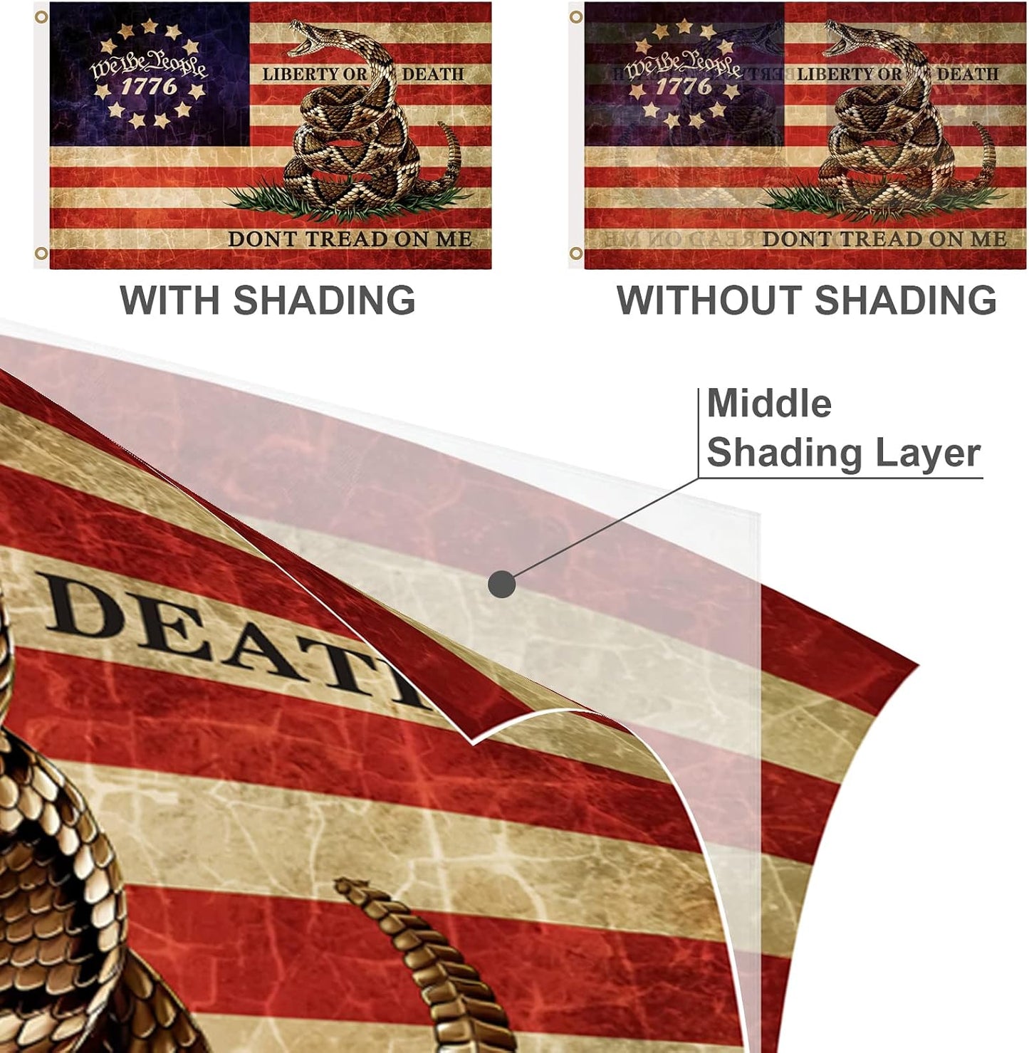 Bandera doble cara Don't Tread On Me 3x5ft para exterior