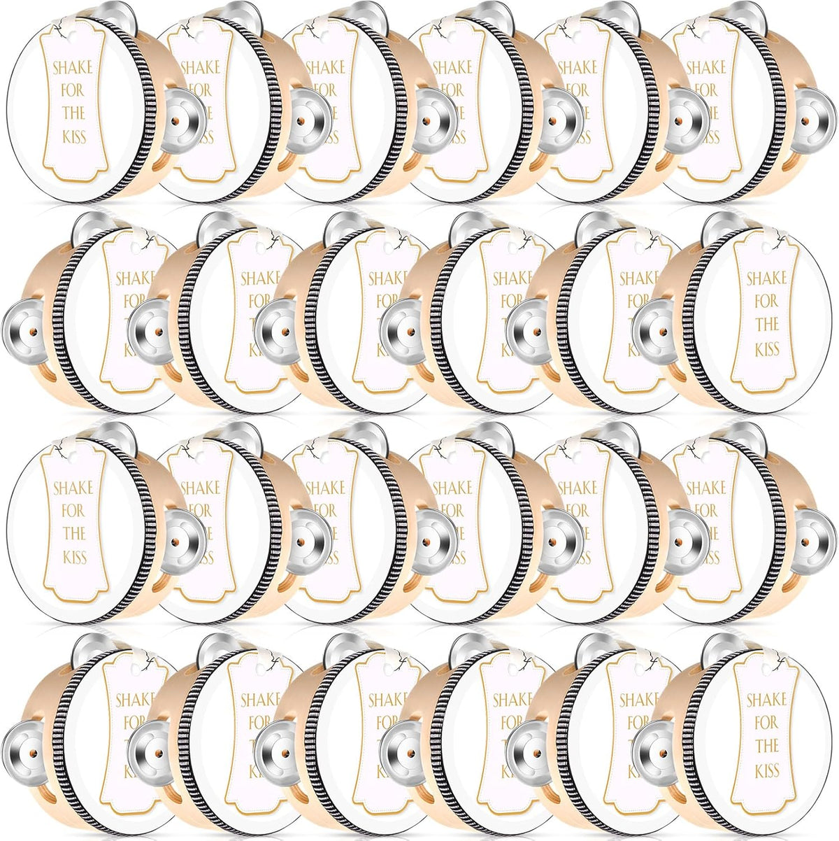 24 Pzas Panderetas 4pulg Madera Jingles Regalo Percusión