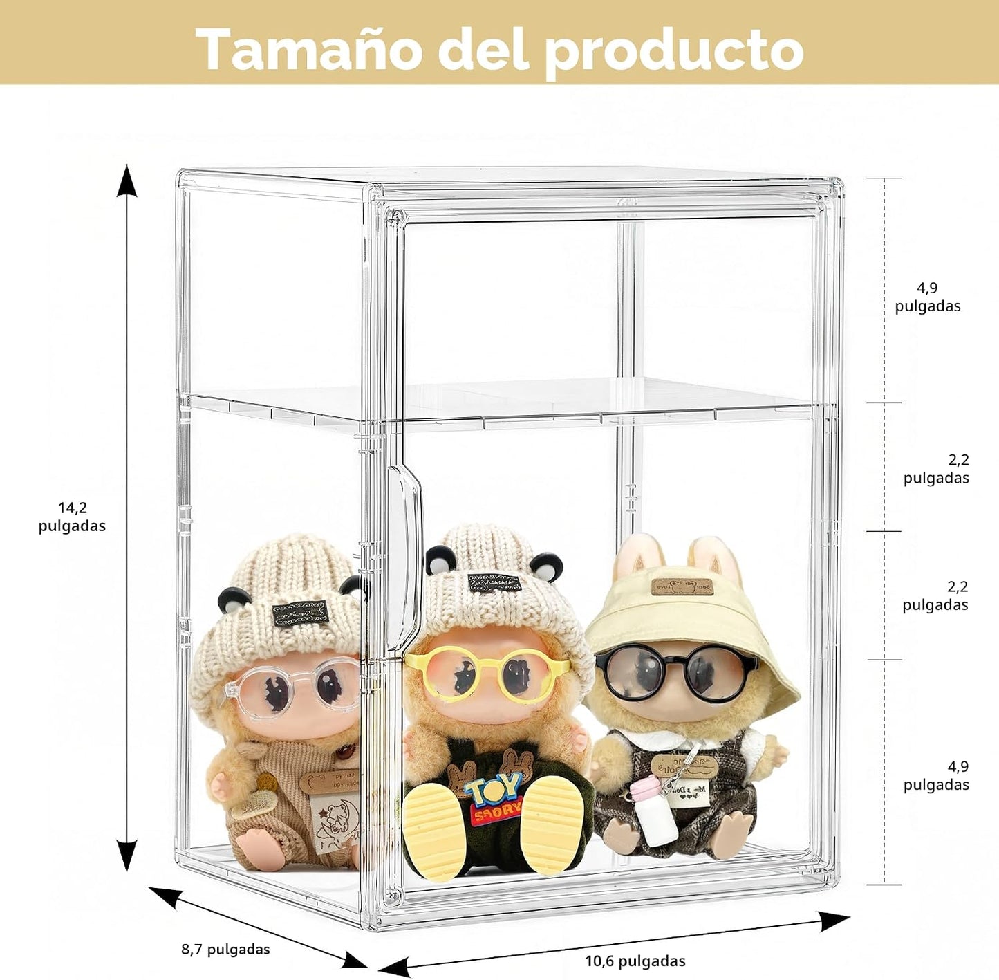 Vitrina acrílico 2 niveles puerta magnética
