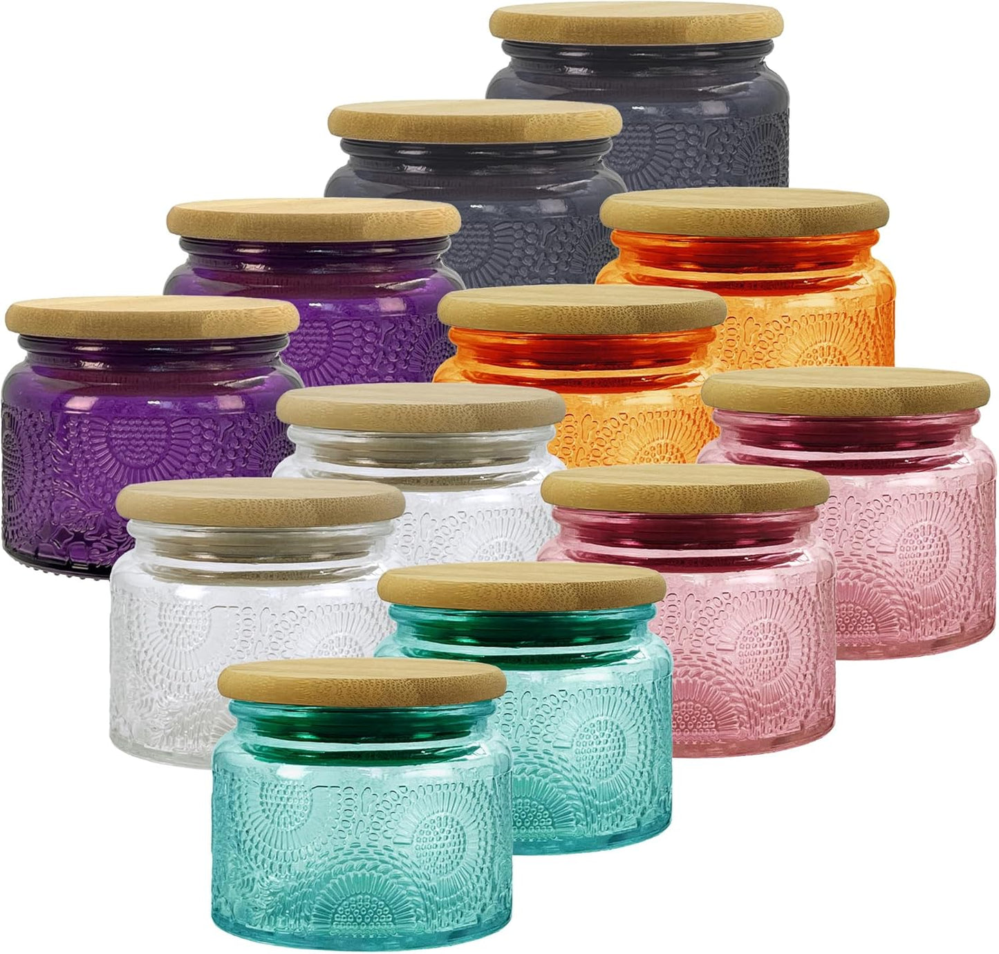 12 Tarros Vidrio 4oz Tapas Bambú Herméticas Decoración