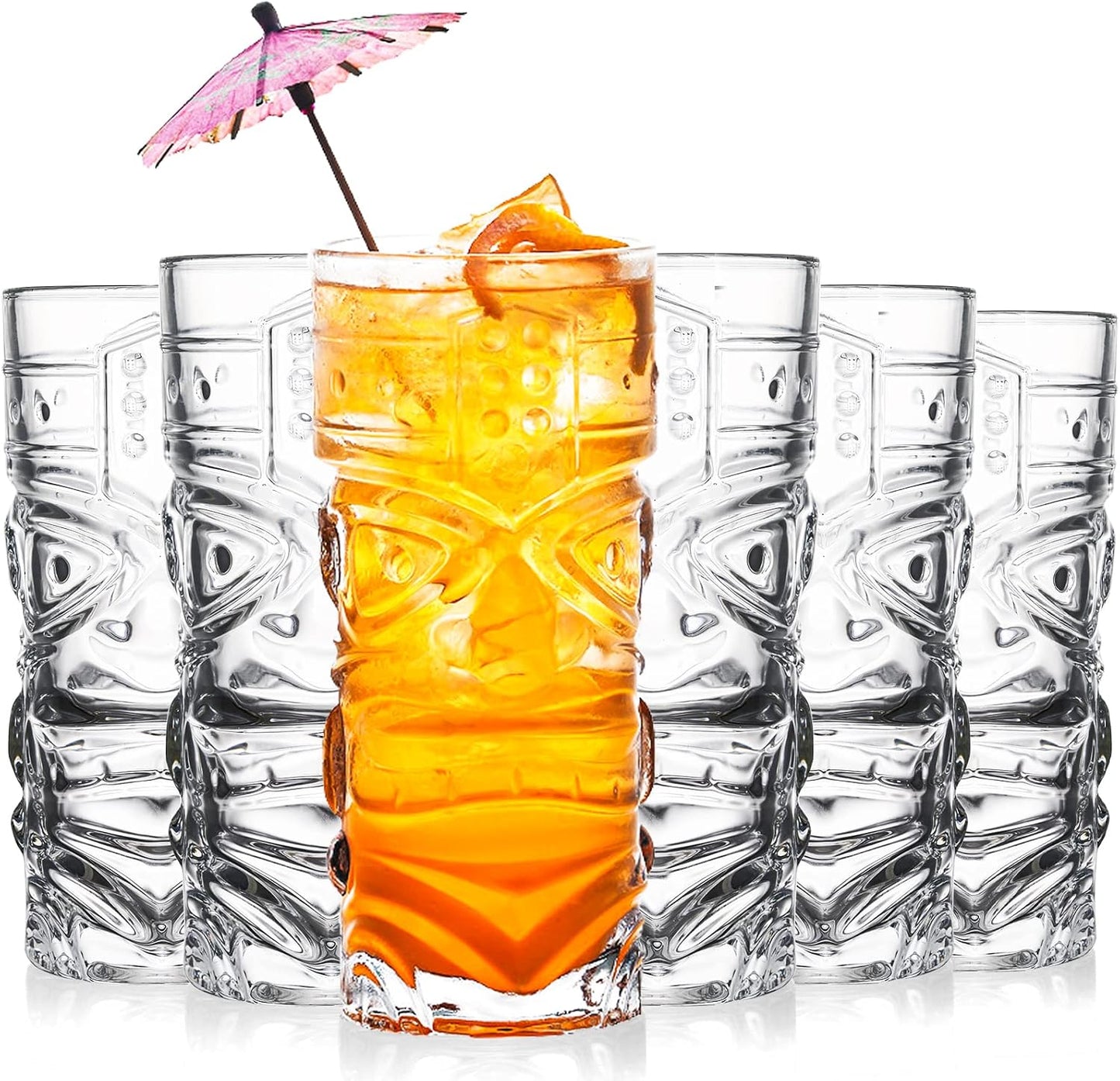 6 Vasos Tiki 14oz para Mai Tai y Cócteles Halloween