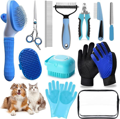 Kit cepillo baño perros gatos con cortaúñas y lima