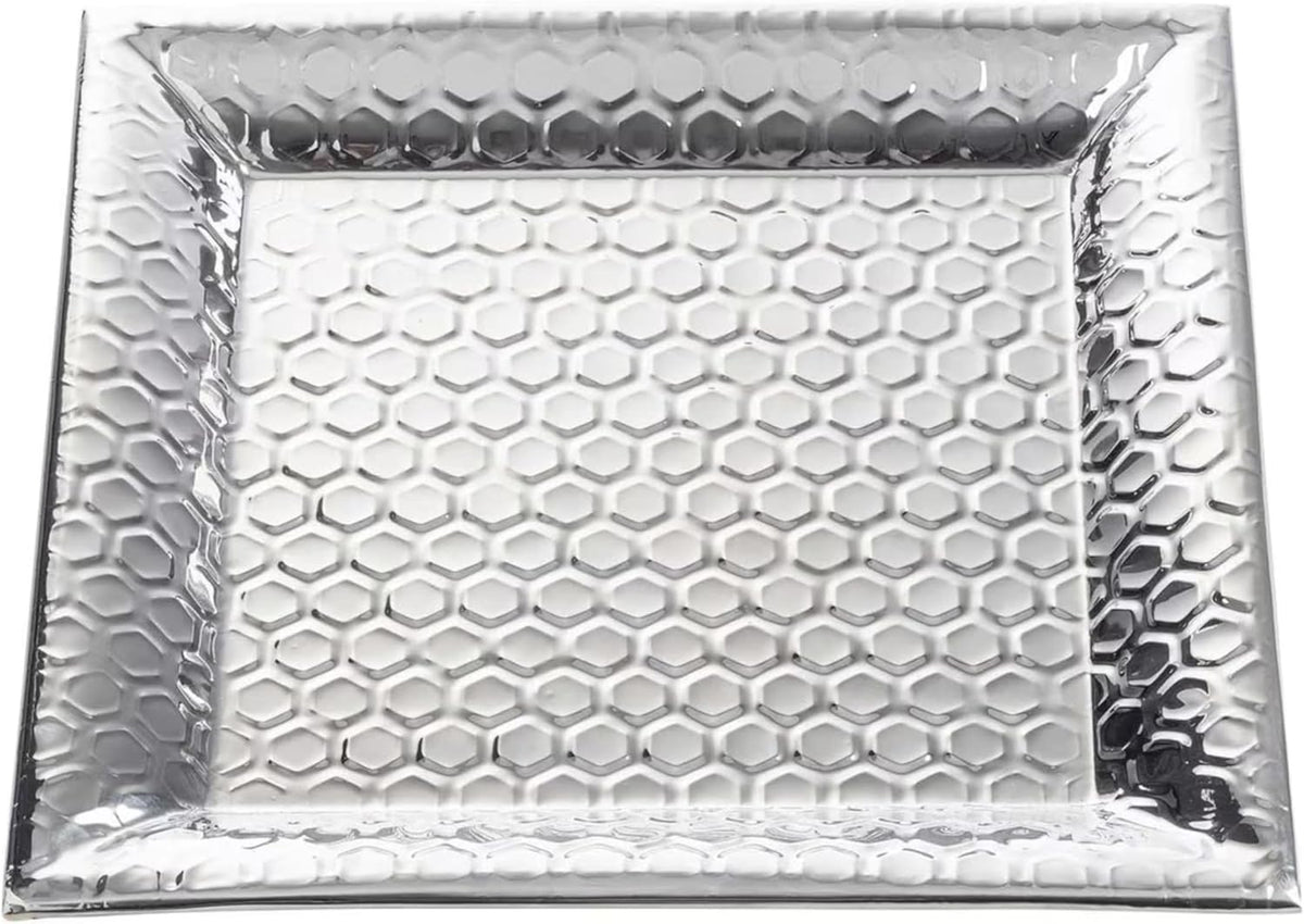 Bandeja cuadrada acero inox patrón panal 14x14pulg