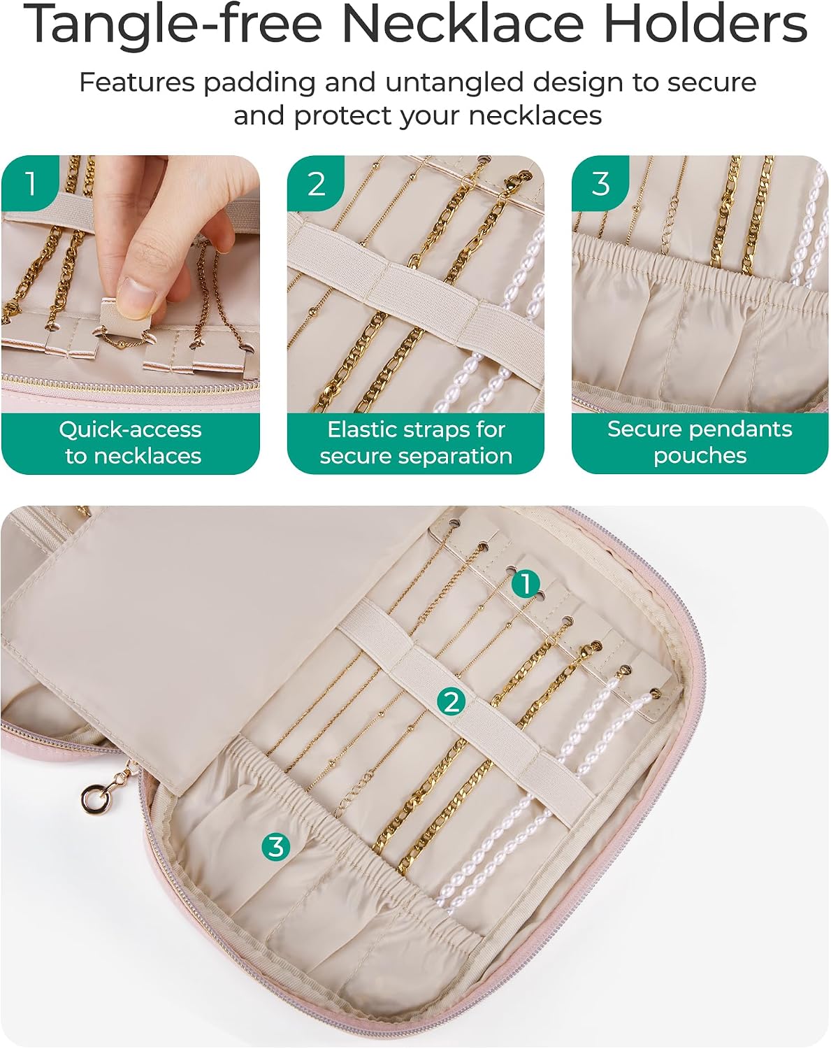 Estuche organiz. joyería viaje para aretes collares