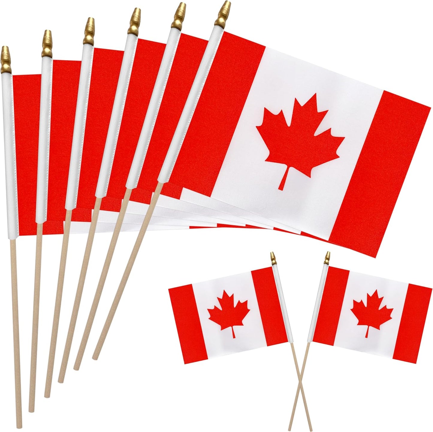 12 Banderas Canadá 8x12" Mini en Palo Decoración