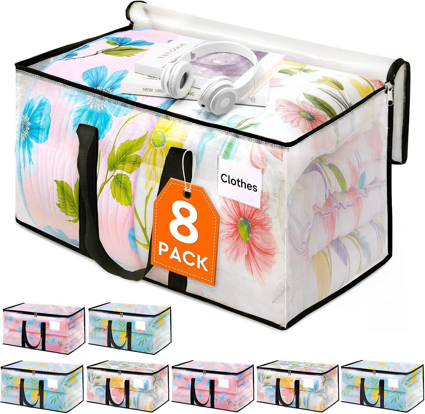 Bolsas transparentes con cremallera 8 pzas para mudanzas