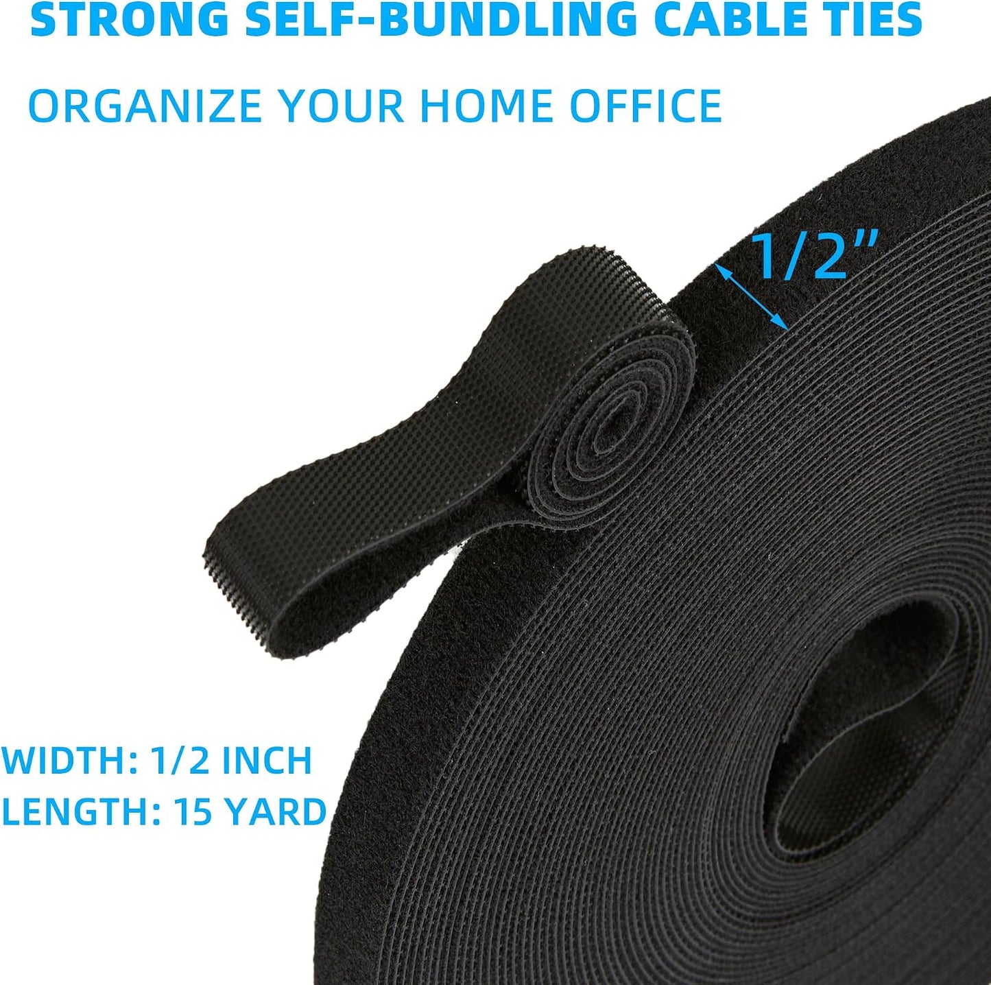 Rollo gancho y bucle 15yd x 1/2pulg correas multiusos