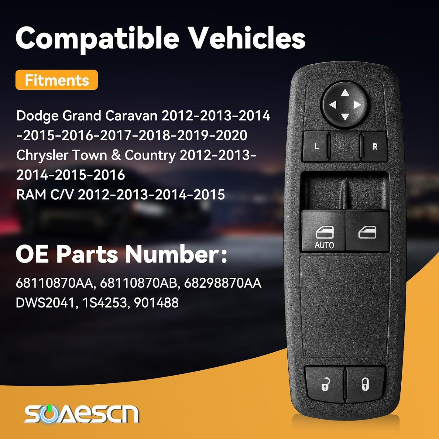 Interruptor ventana Dodge Grand Caravan 12-20