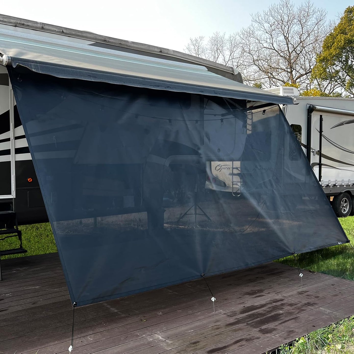 Pantalla sombra malla negra para toldo RV 8x15" kit completo