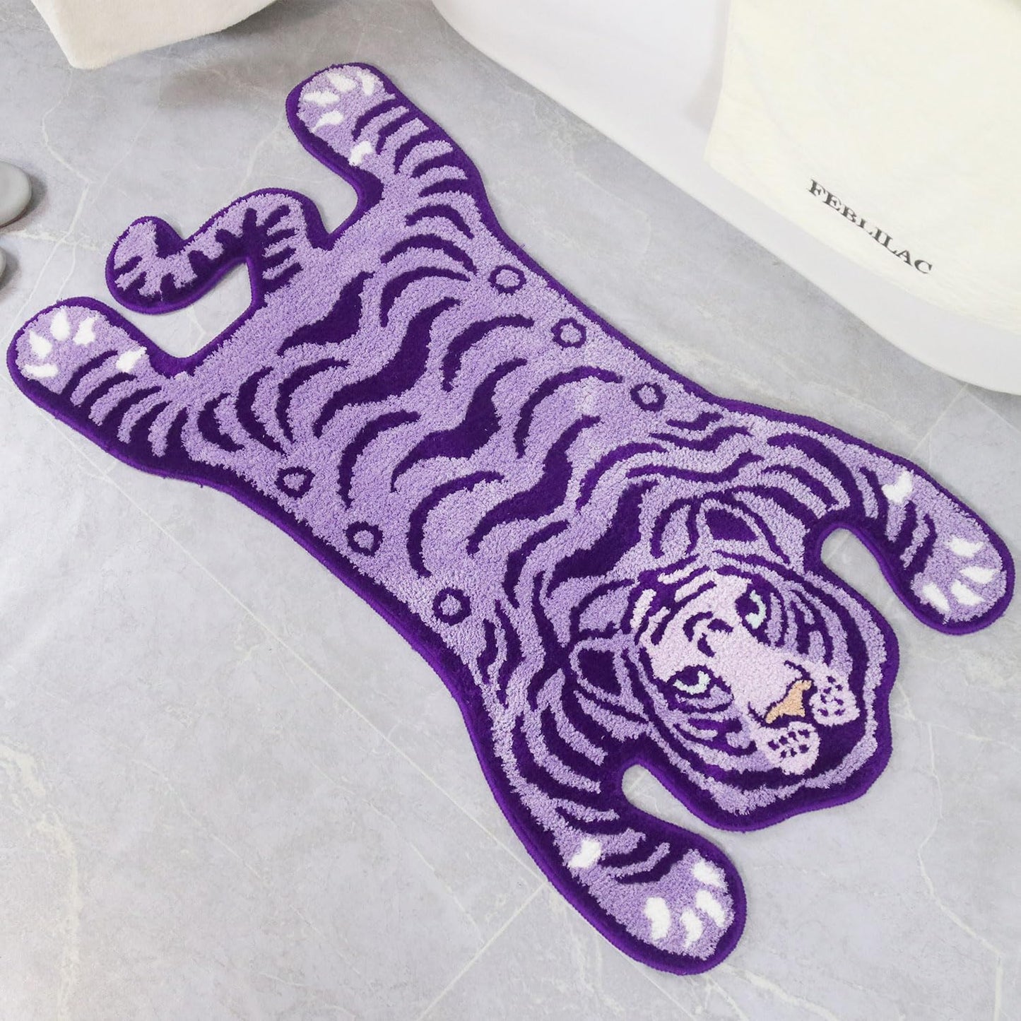 Tapete baño tigre antiderrap microfibra color morado