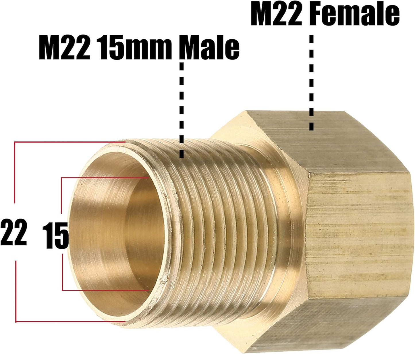 Acoplador lavadora presión M22 4500 PSI bronce resistente