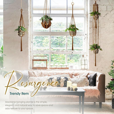 4 Colgadores Macramé para Macetas Boho Decoración Hogar