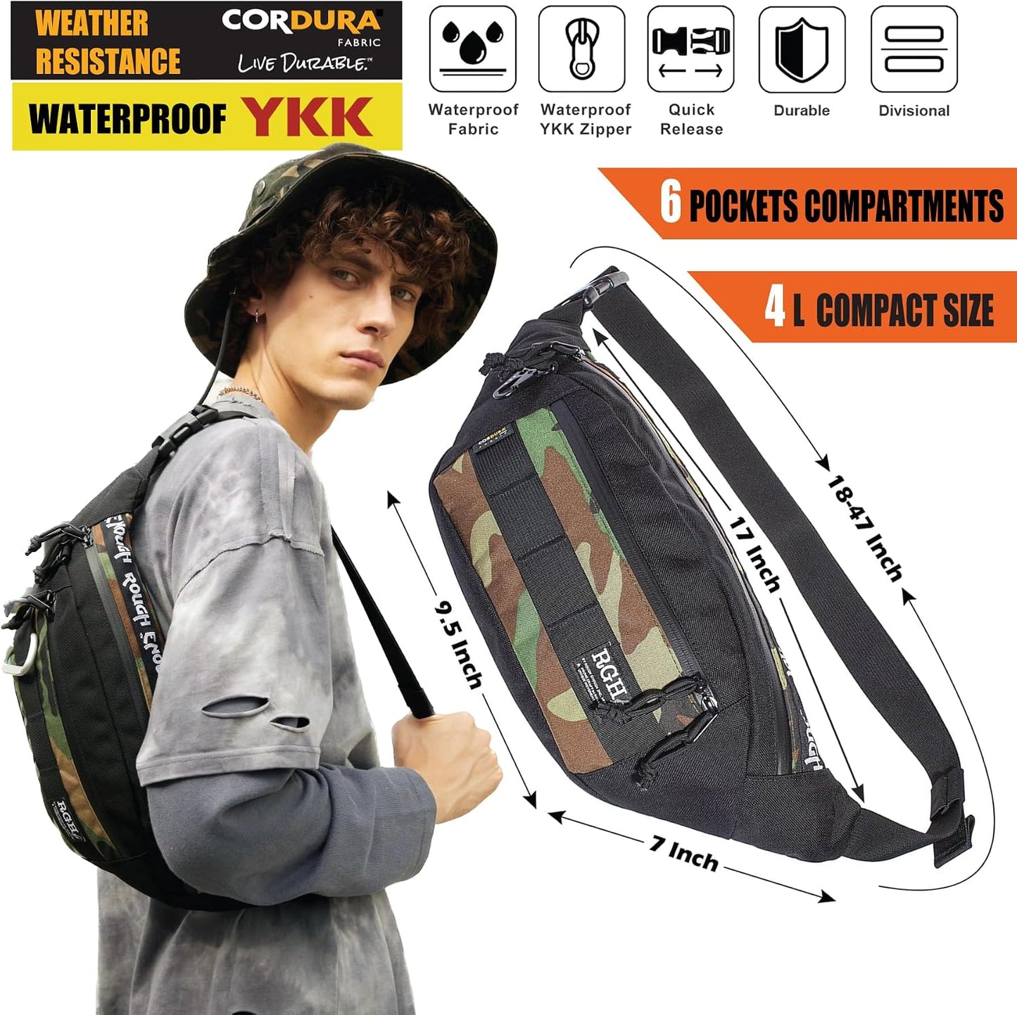Cangurera táctica hombre Cordura talla L