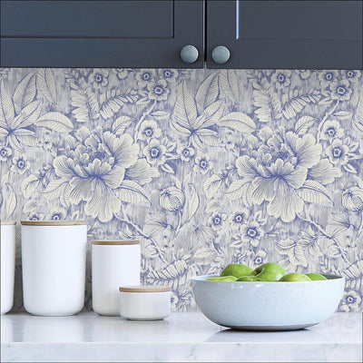 Papel tapiz floral autoadhesivo 16.9x196.8pulg