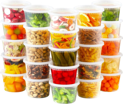 32 Pzas Recipientes Plástico 16oz con Tapas para Deli