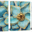 3 Pzas Pintura Flores Verde Azulado Dorado Arte Pared