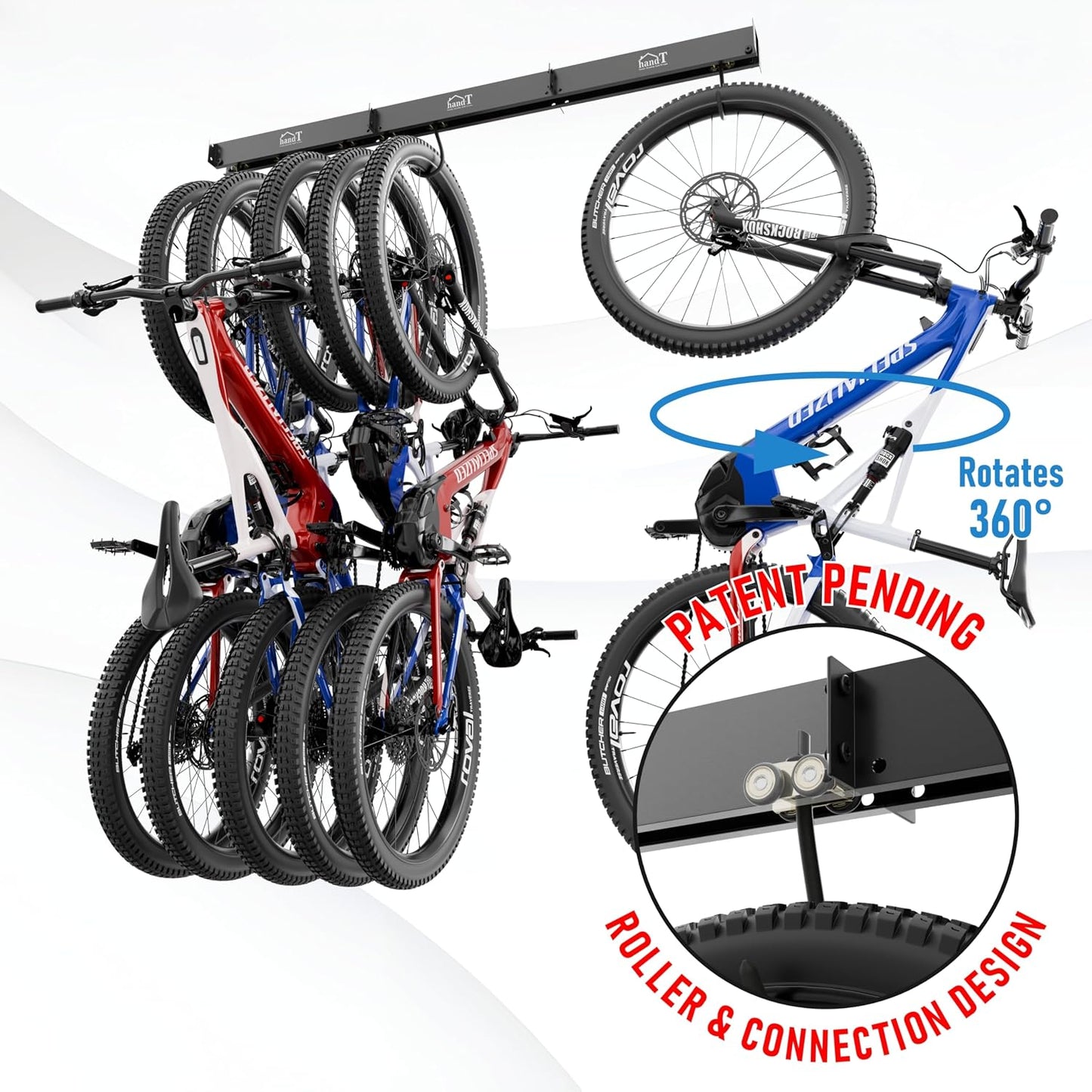 Soporte techo bicicletas 51" 6 gancho negro acolchado