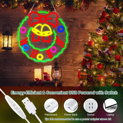 Letrero neón LED USB Navidad 12.6pulg regulable