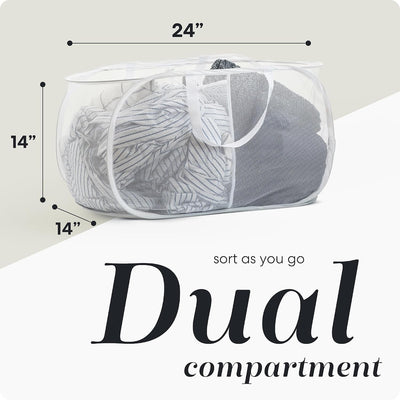 Cesta plegable malla 2 compartimentos asas color blanco