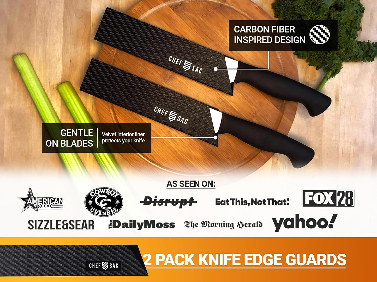Protectores cuchillos chef plástico ABS sin BPA fieltro