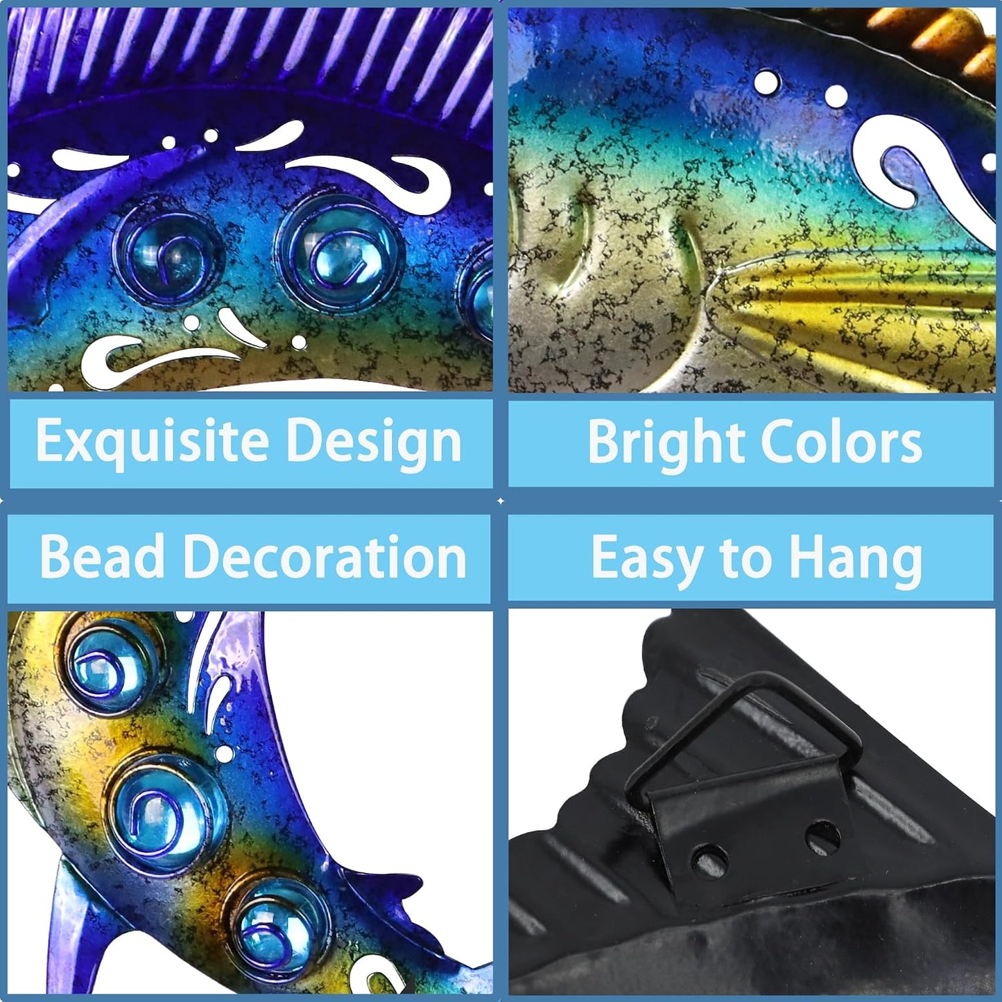 Decoración pared peces metal atún espada tema oceánico