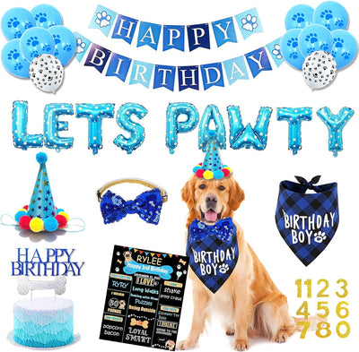 Decoraciones fiesta cumpleaños perro globos bandana