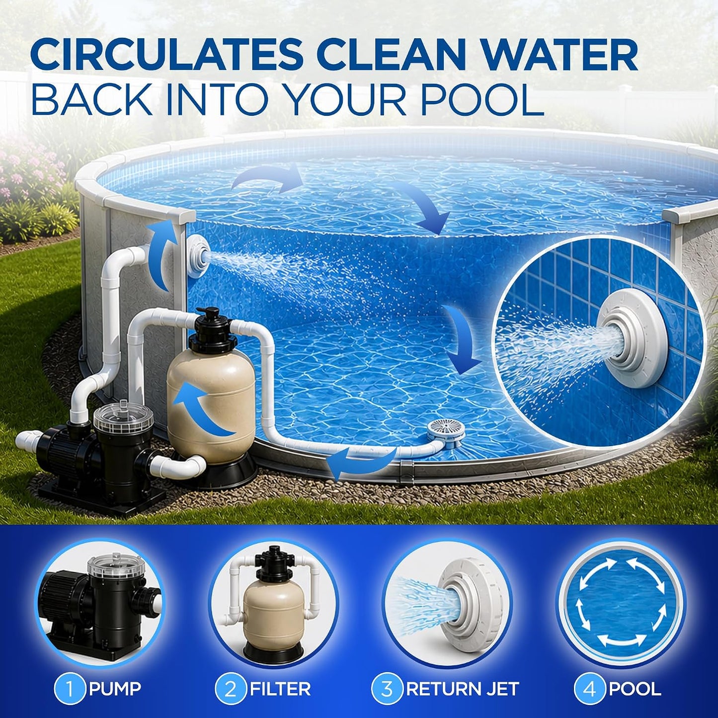 Kit retorno piscina suelo adaptador manguera acero inox