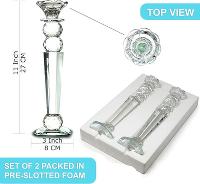 2 Candelabros Cristal Forma Cónica Inversa Decorativos Hogar