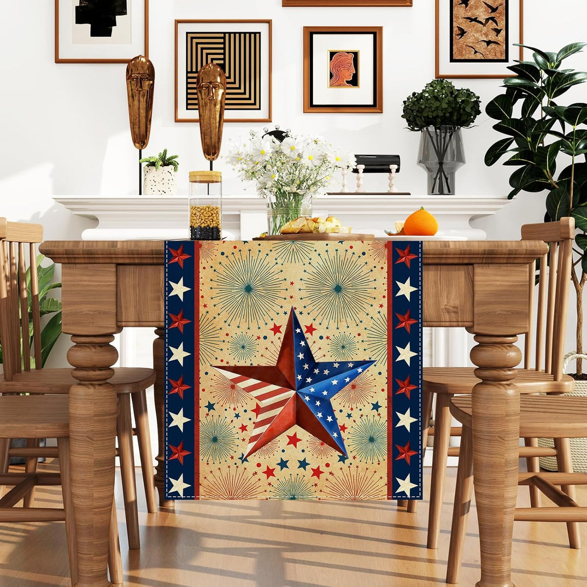 Manteleta patriótica estrellas y rayas para mesa de 36 pulgadas decoración 4 de julio