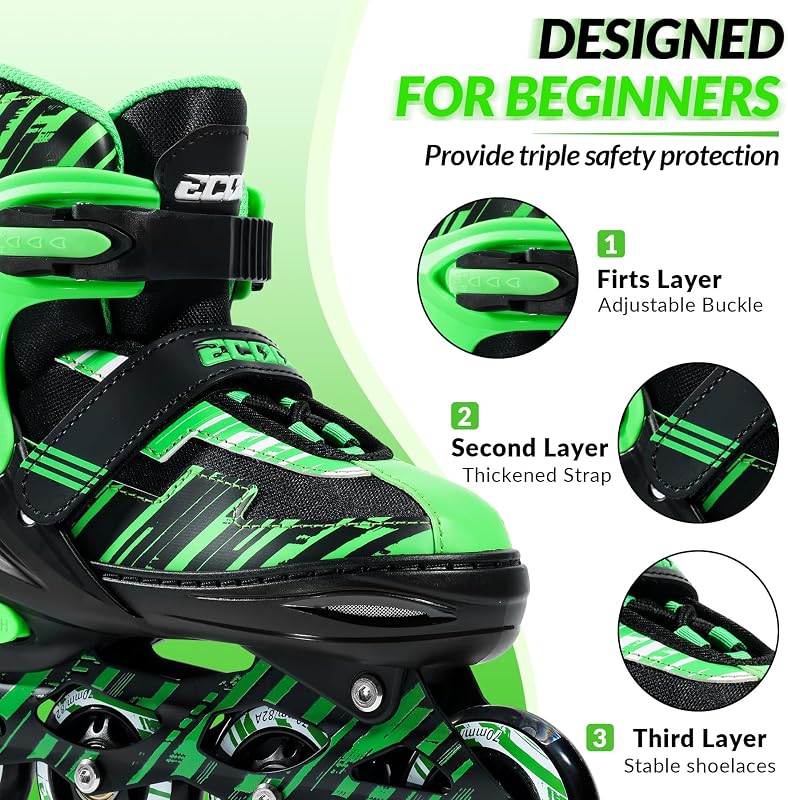 Patines ajustables niños 4-12 años ruedas iluminadas