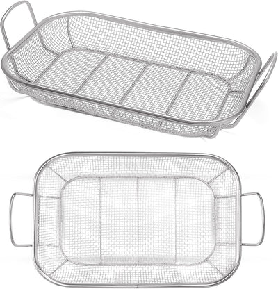 Cesta parrilla acero inox 15x11pulg con asas
