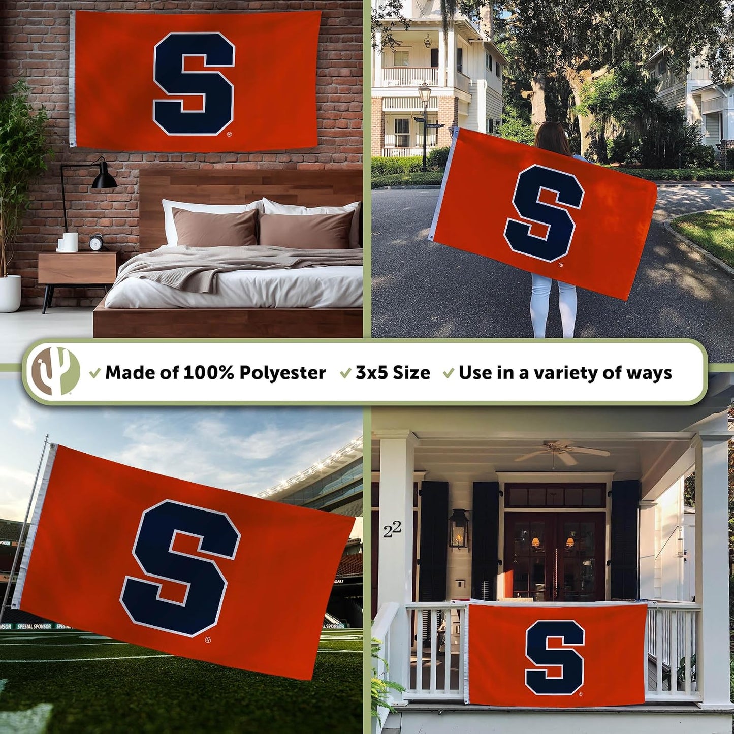 Bandera SU naranja 3x5ft tela poliéster duradera
