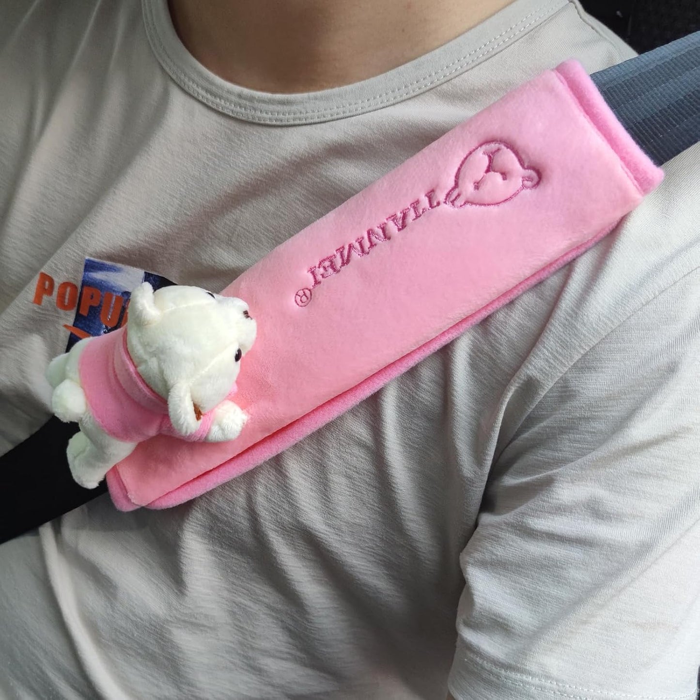 2 Fundas Cinturón Seguridad Coche Estilo Oso Rosa