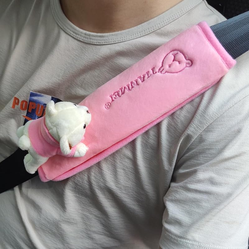 2 Fundas Cinturón Seguridad Coche Estilo Oso Rosa