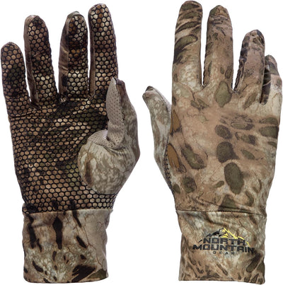 Guantes caza elásticos forro camuflaje ligero