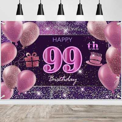 Decoraciones cumpleaños número 99 para niña pancarta rosa