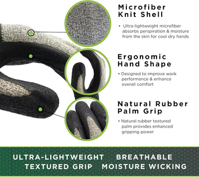Guantes trabajo microfibra palma goma verde talla pequeña