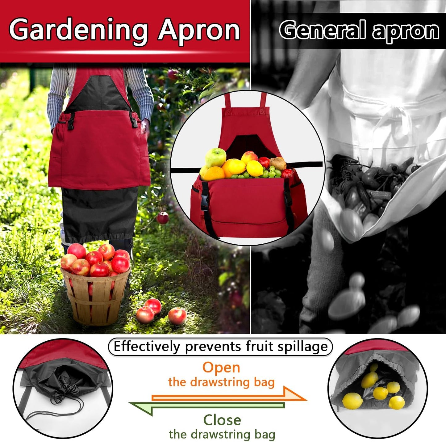 Delantal jardinería con bolsillos color verde