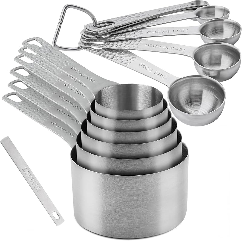 Set taza y cucharas medidoras acero inox 18/8 con nivelador