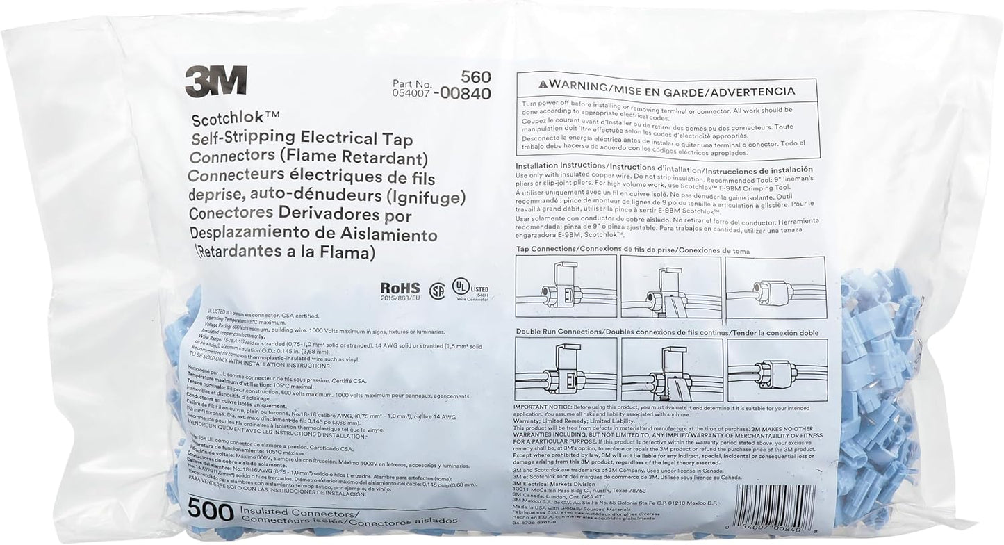 Conector IDC 560-BULK doble 18–16 AWG azul pack 500