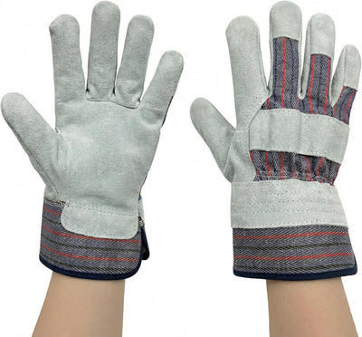 Guantes mecánicos cuero duradero puño goma