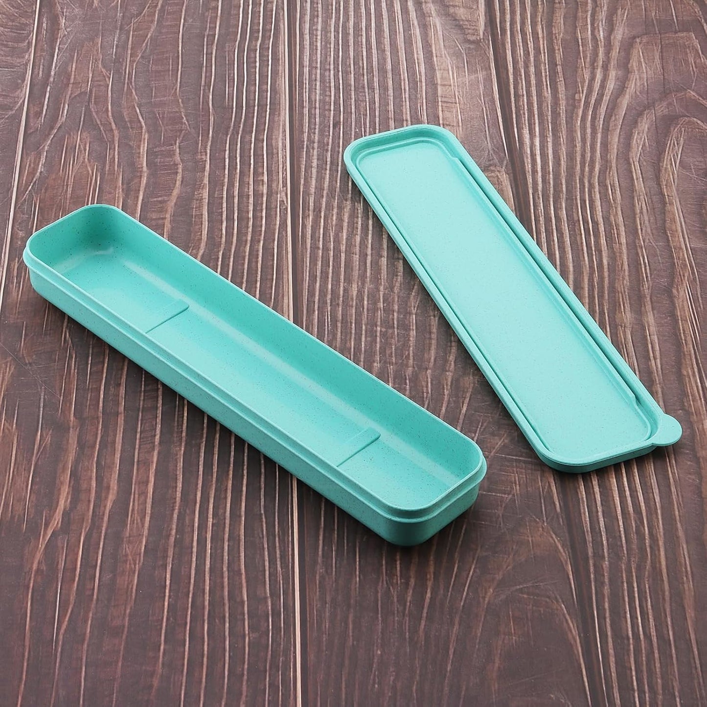 Caja cubiertos viaje paja trigo reutilizable verde