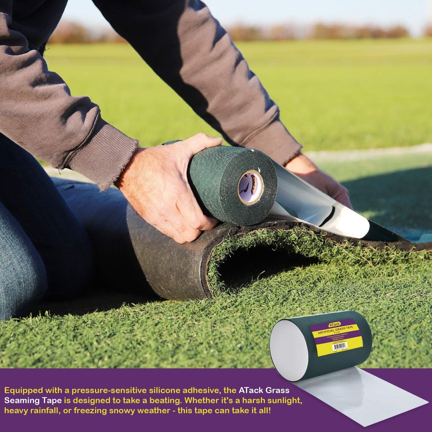 Cinta césped artificial 6" x32ft adhesiva para exteriores