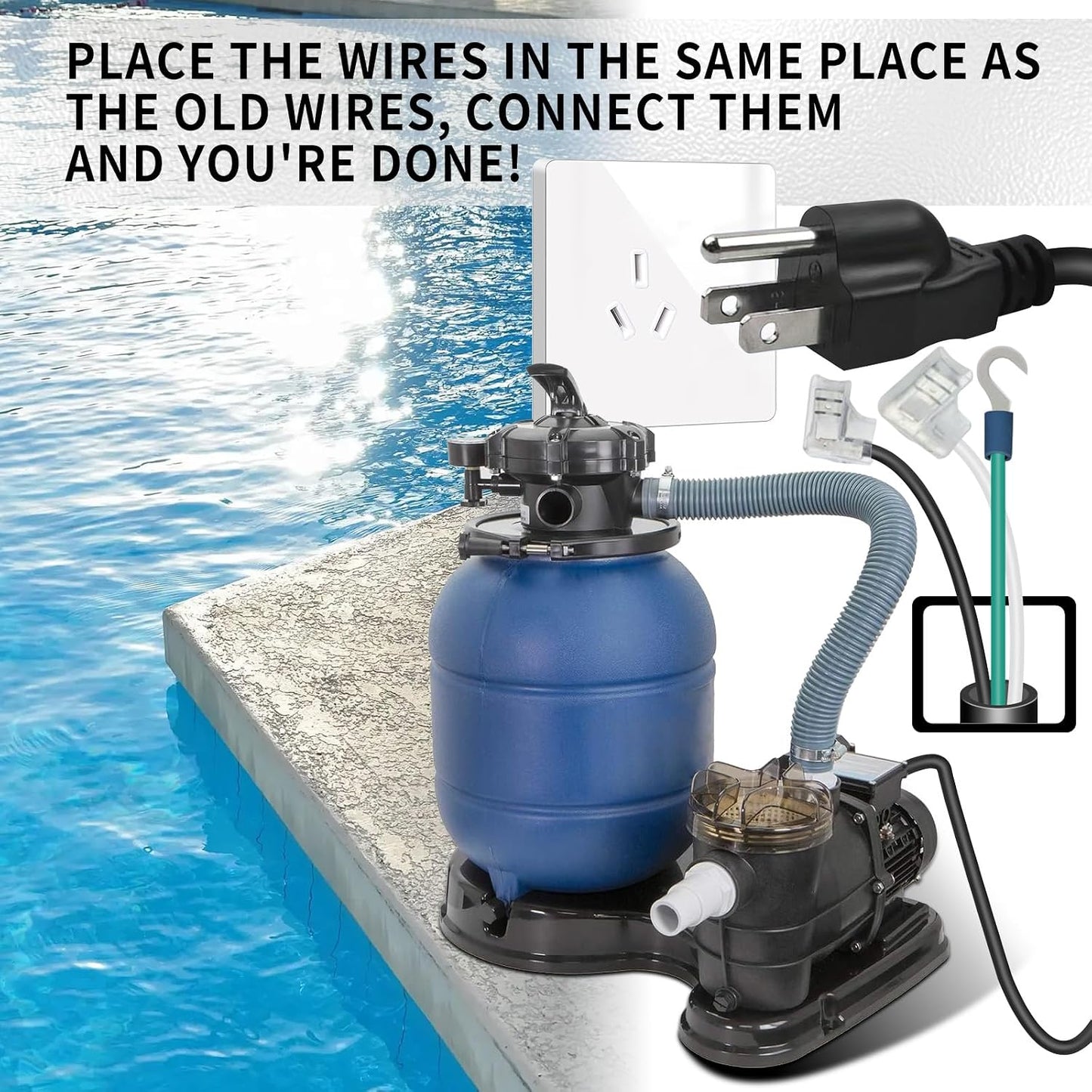 Cable alimentación bomba piscina 6" Hayward Power Flo SP1500