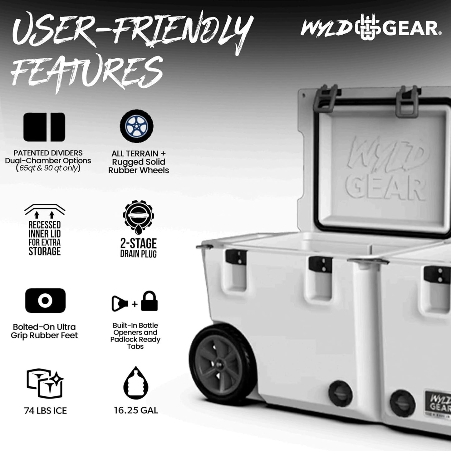 Hielera moldeada 65qt resistente portátil para aventuras